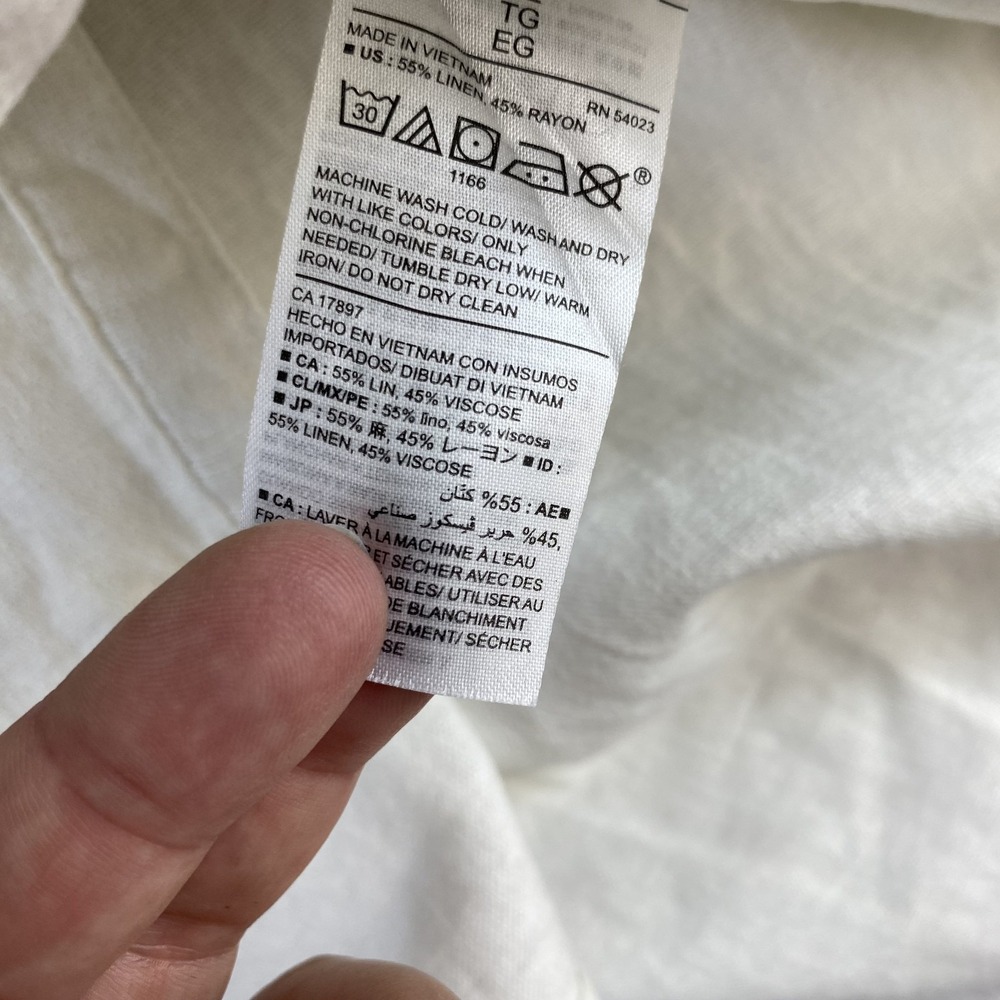 2/$30 Old Navy Midi Sun Dress Sz XL White Button Front Linen Blend Resort Beachy - Picture 8 of 11
